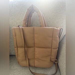 Chic Brown Quilted Tote Bag